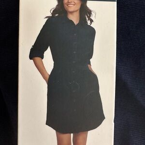 Lands’ End Corduroy Dress Women's Blue Shirt Dress NWT